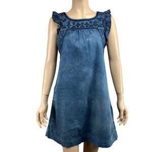 The Impeccable Pig‎ Denim Dress Size Small Embroidered Womens Embroiderey